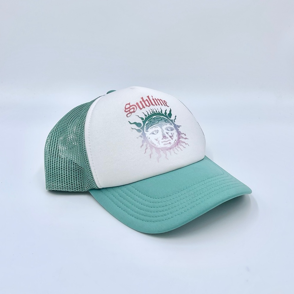 American Eagle Sublime Sun Logo Green White SnapBack Band Trucker Hat Adult OS